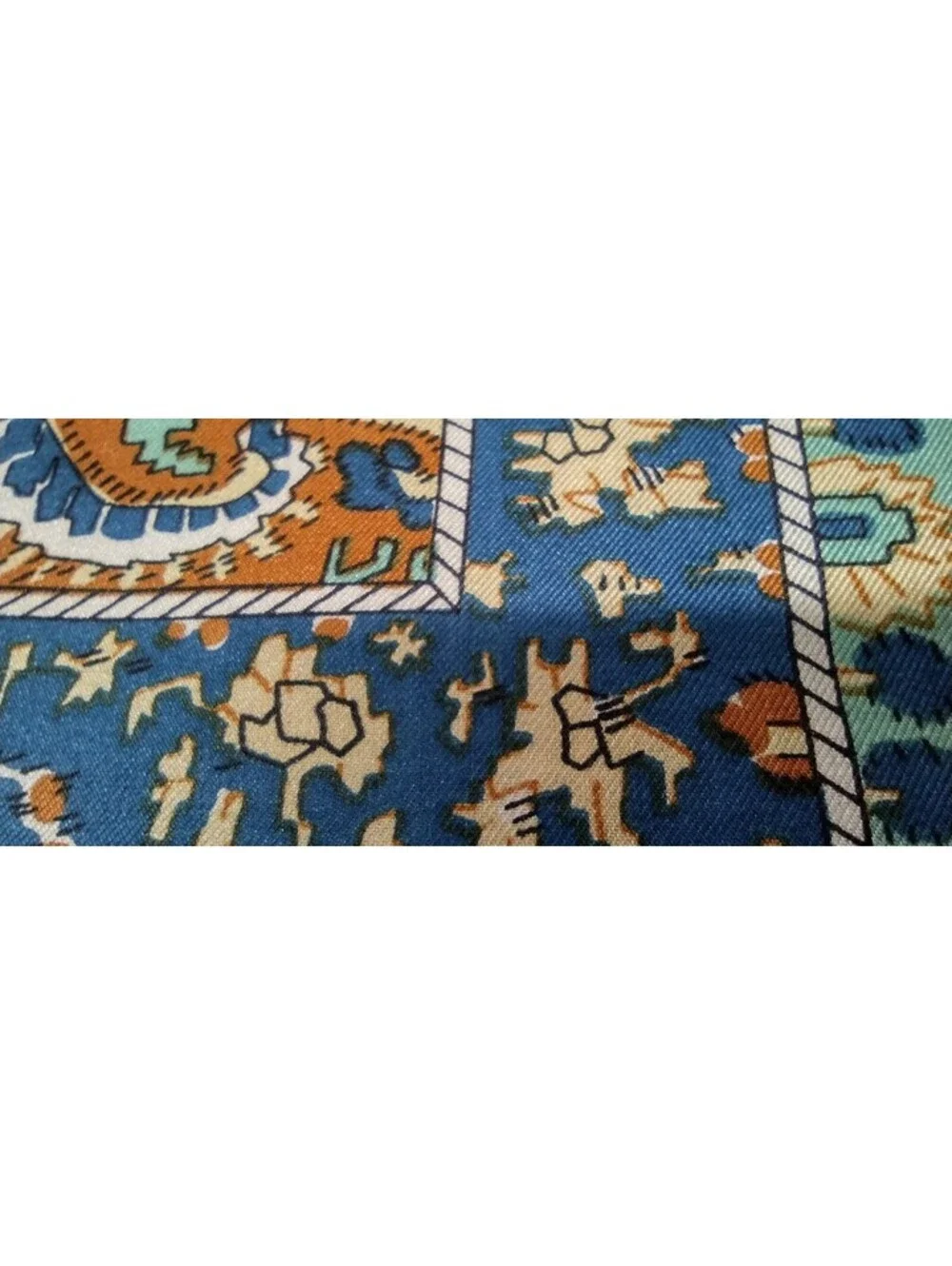 Vintage 60s 1970s Boho Scarf Wild Paisley Brown Blue Silk Blend 21 x 21 about